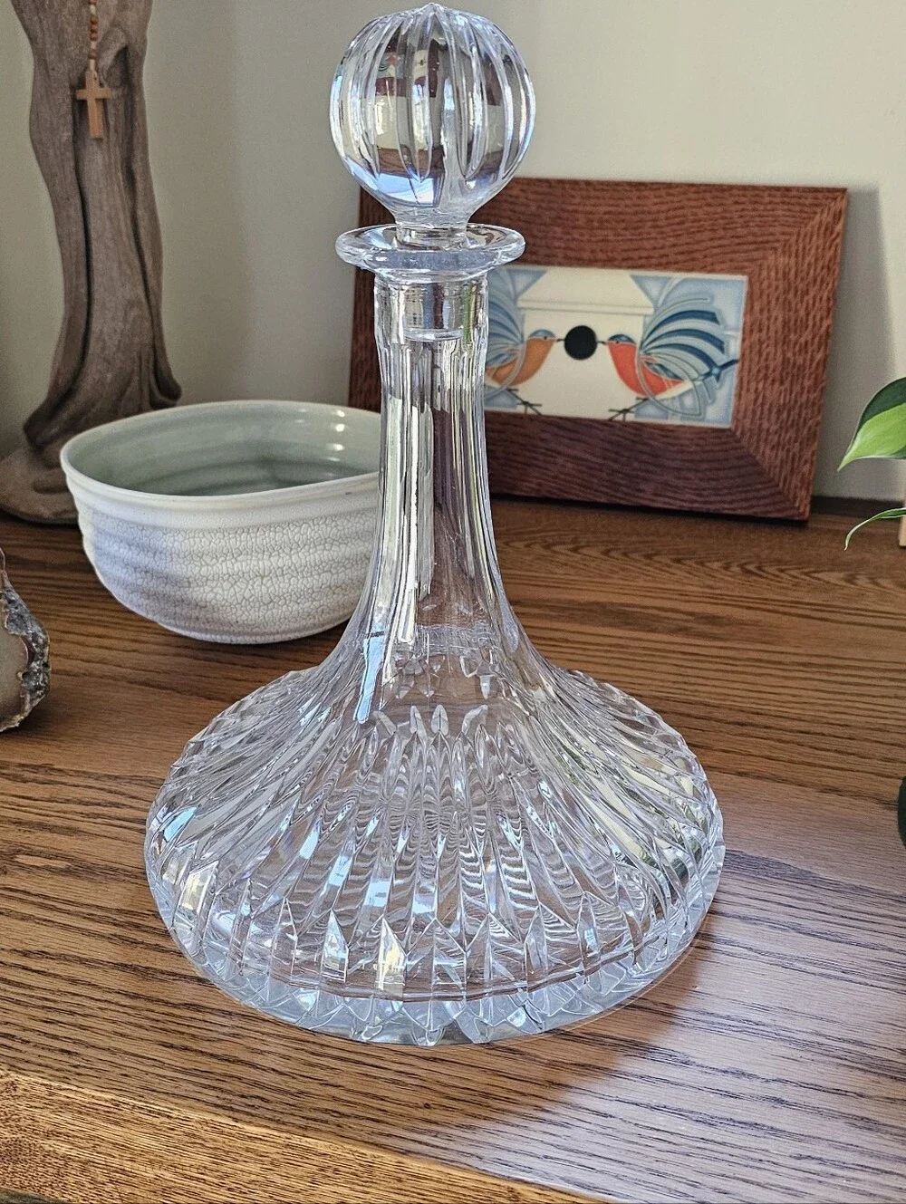 Like New Crystal Ship Decanter with Stopper - Clear